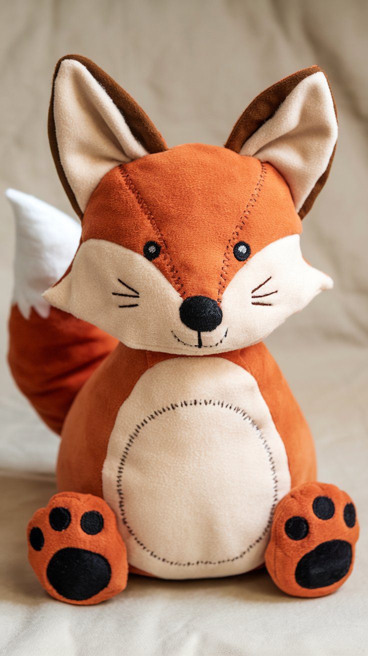 orange and white plush fox stuffed toy