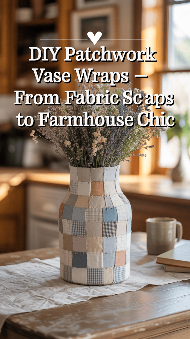 Pinterest got me again with this one — a picture-perfect mason jar wrapped in tiny fabric squares that looked like something straight out of a farmhouse café. I had leftover gingham, floral, and linen scraps, and I couldn't resist giving my plain vases a rustic, cozy makeover. Now they sit on my windowsill catching morning light, looking like a DIY success story.