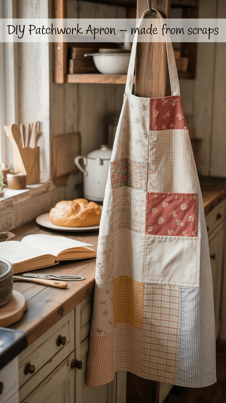 Pinterest told me a patchwork apron would make me "feel like a farmhouse goddess." It wasn't wrong. I used leftover floral cotton and some checkered linen from an old tablecloth, and now it's the apron I reach for every time I bake cookies or paint furniture.