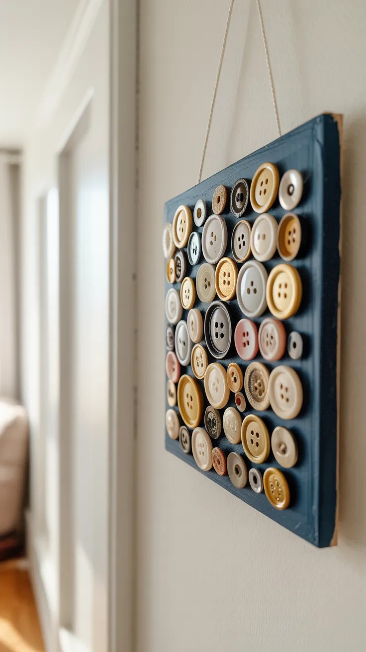 Button and Cardboard Mosaic Art — no-buy craft project