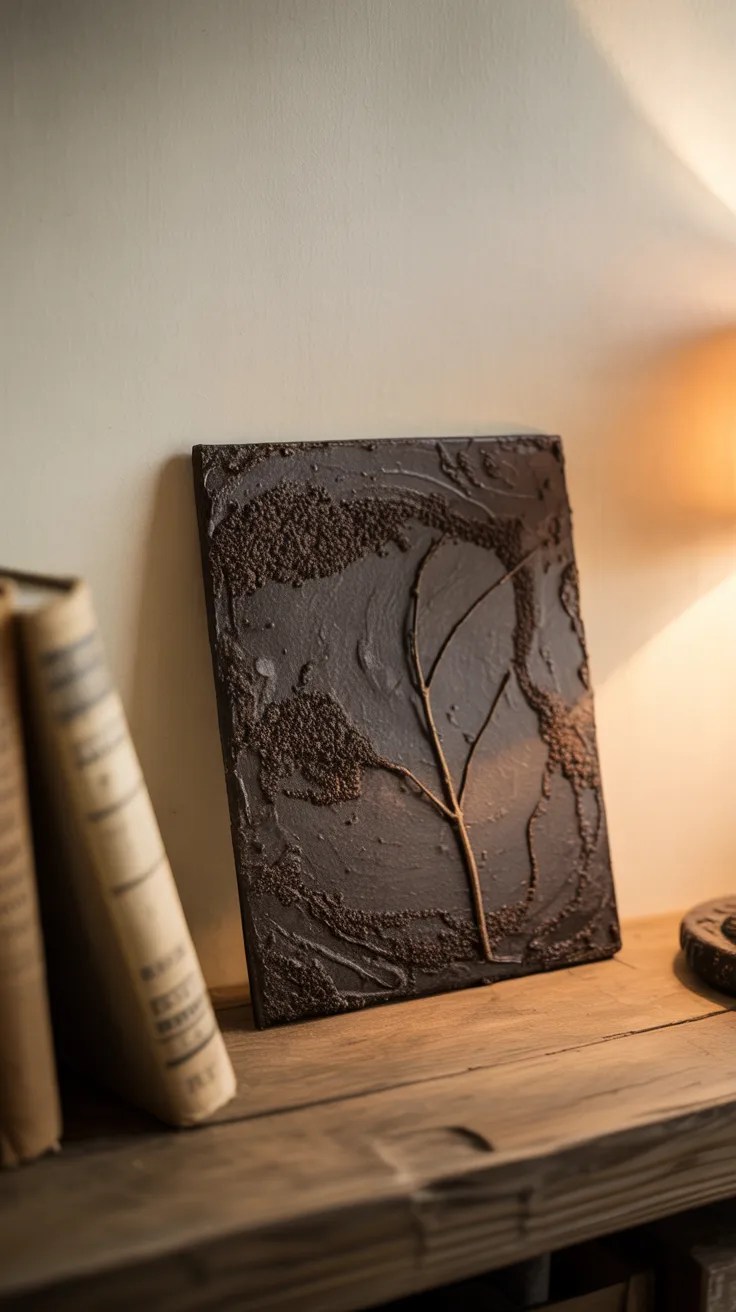 Coffee Ground and Glue Texture Art — no-buy craft project