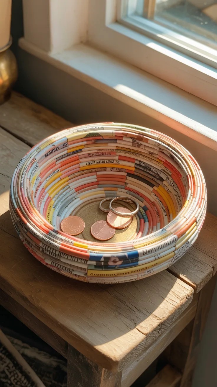 Magazine Page Rolled Paper Bowls — no-buy craft project