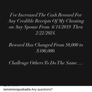 Simon Guobadia Doubles Cash Reward for Evidence of Cheating Allegations Against His Spouses