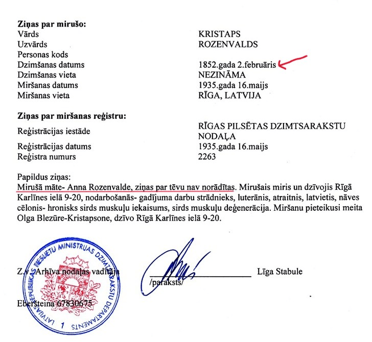 kristaps death record