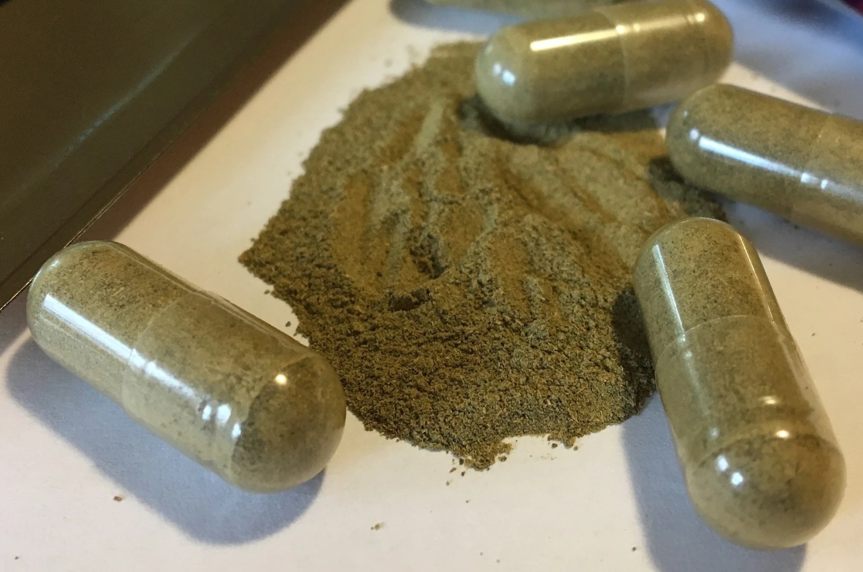 This Sept. 27, 2017 file photo shows kratom capsules in Albany, N.Y. Photo credit: Mary Esch/AP.