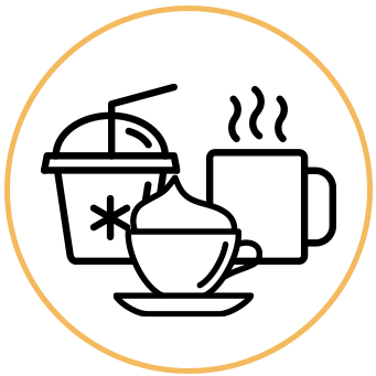 An icon showing different forms of cafe drinks