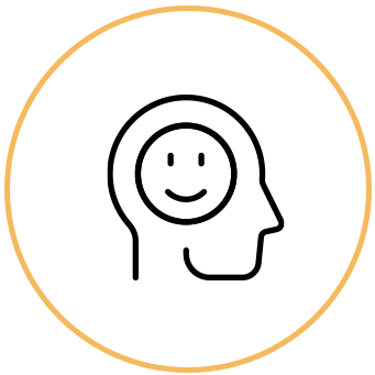 An icon representing optimism with a smiley face