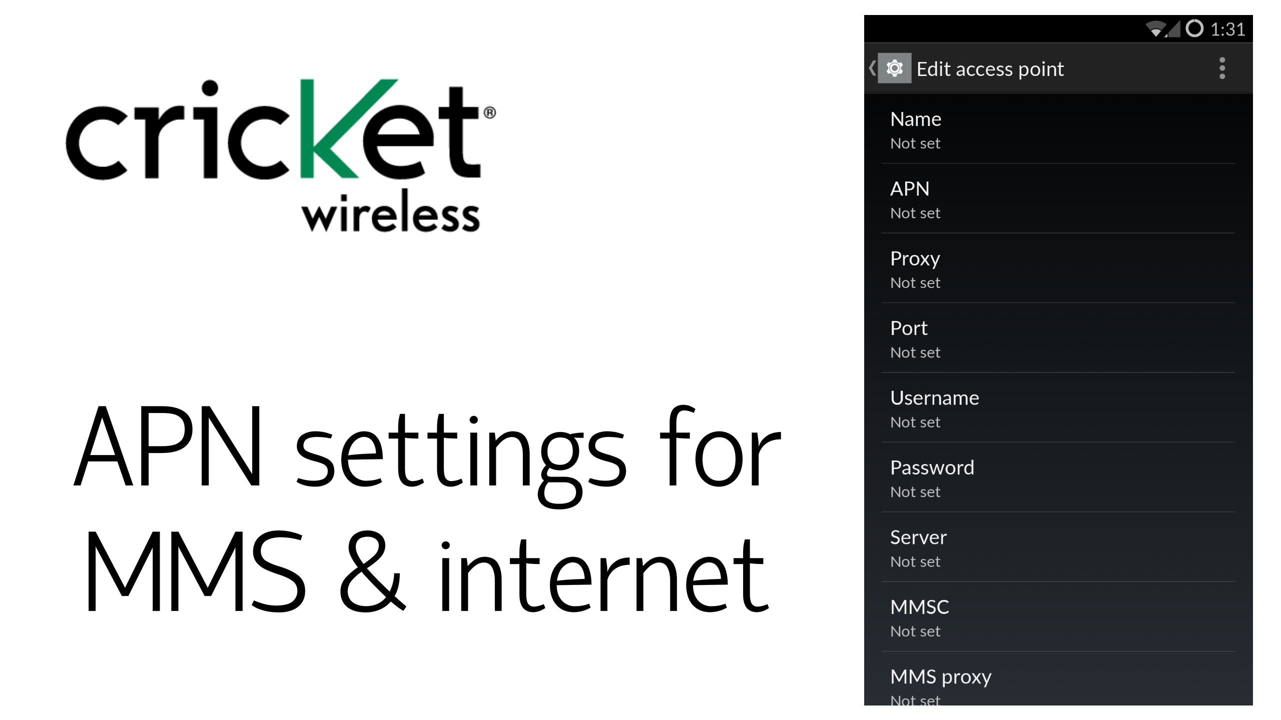 Cricket APN Settings for MMS and internet