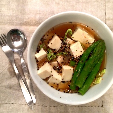 8. Miso Soup with Tofu, Asparagus, Cabbage & Furikake Seasoning