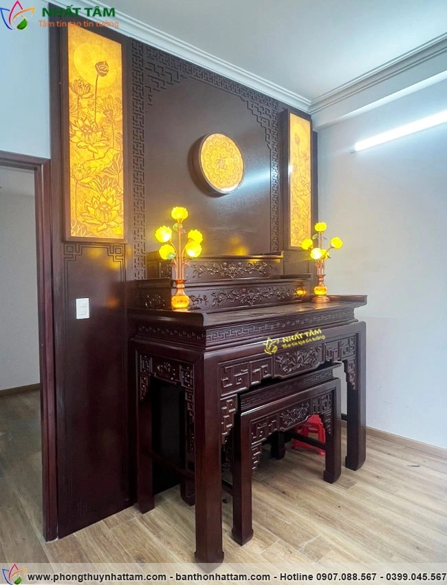 Thi công phòng thờ đẹp chuẩn phong thủy của anh Bá tại TP Quảng Ngãi
