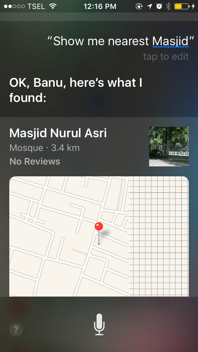 Hasil Pencarian di Siri