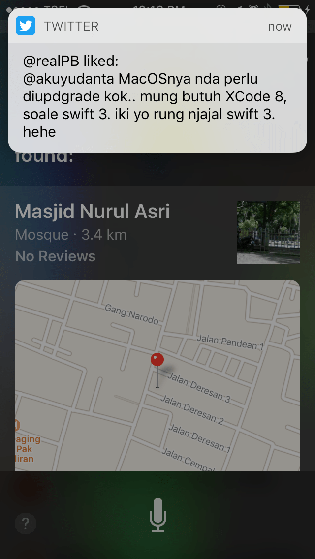 Salah satu tampilan pemberitahuan / notification