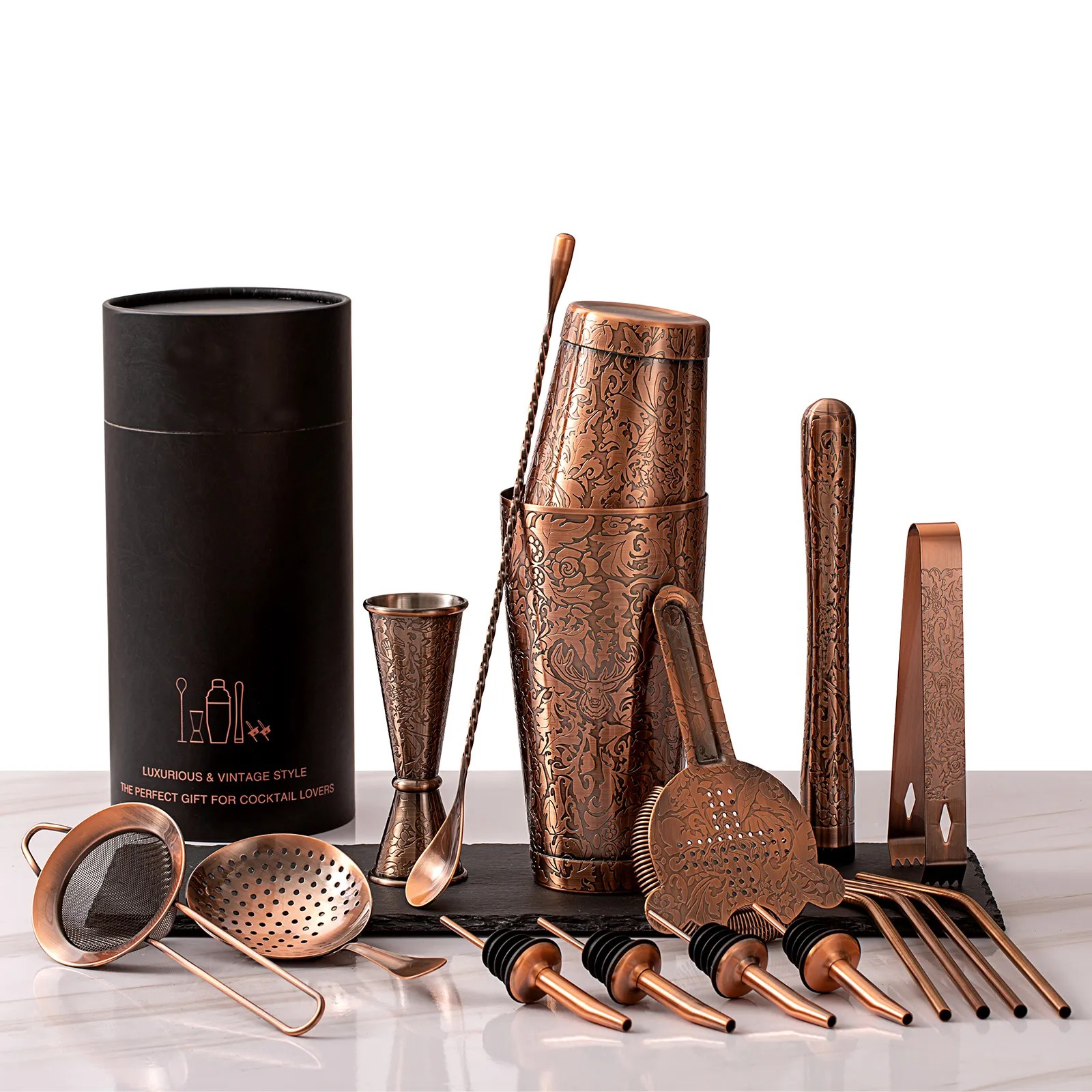 18-pieces Stainless Steel Bartender Kit Cocktail Shaker Set