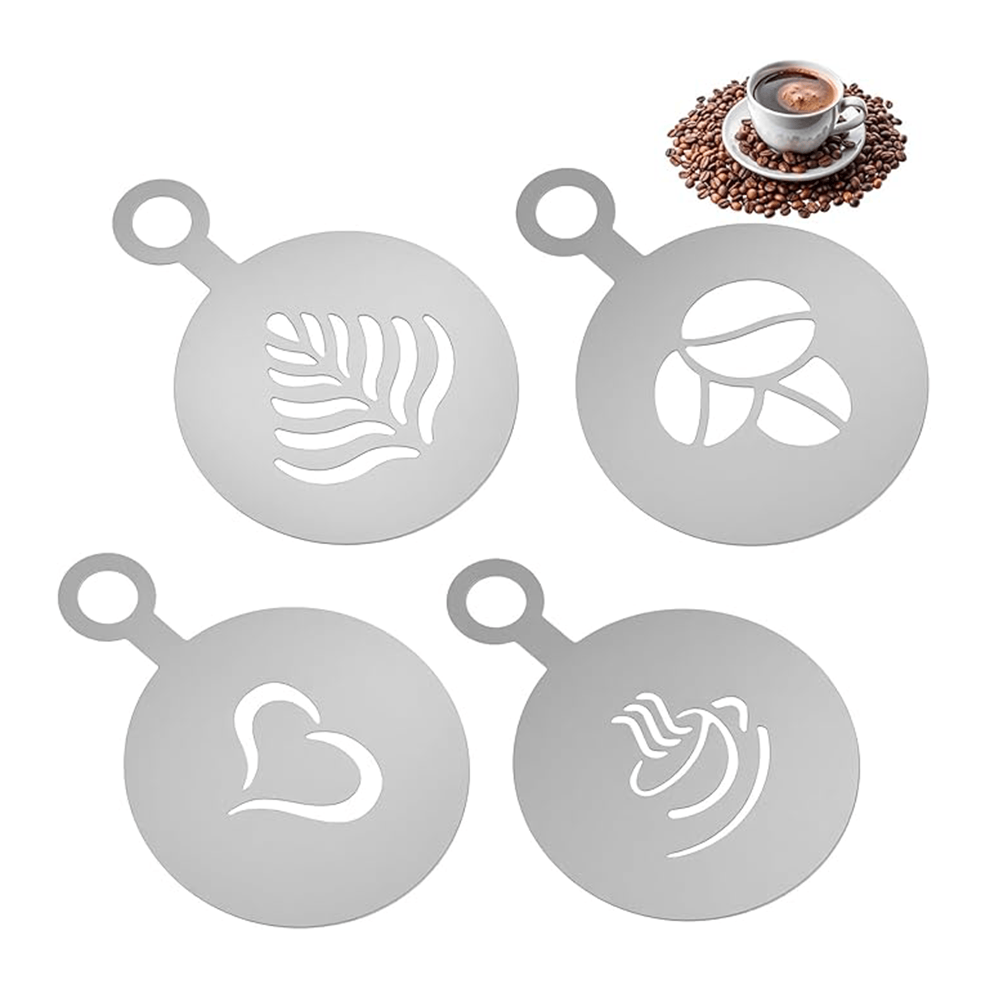 Stainless Steel Coffee Stencils Reusable Stencils Set