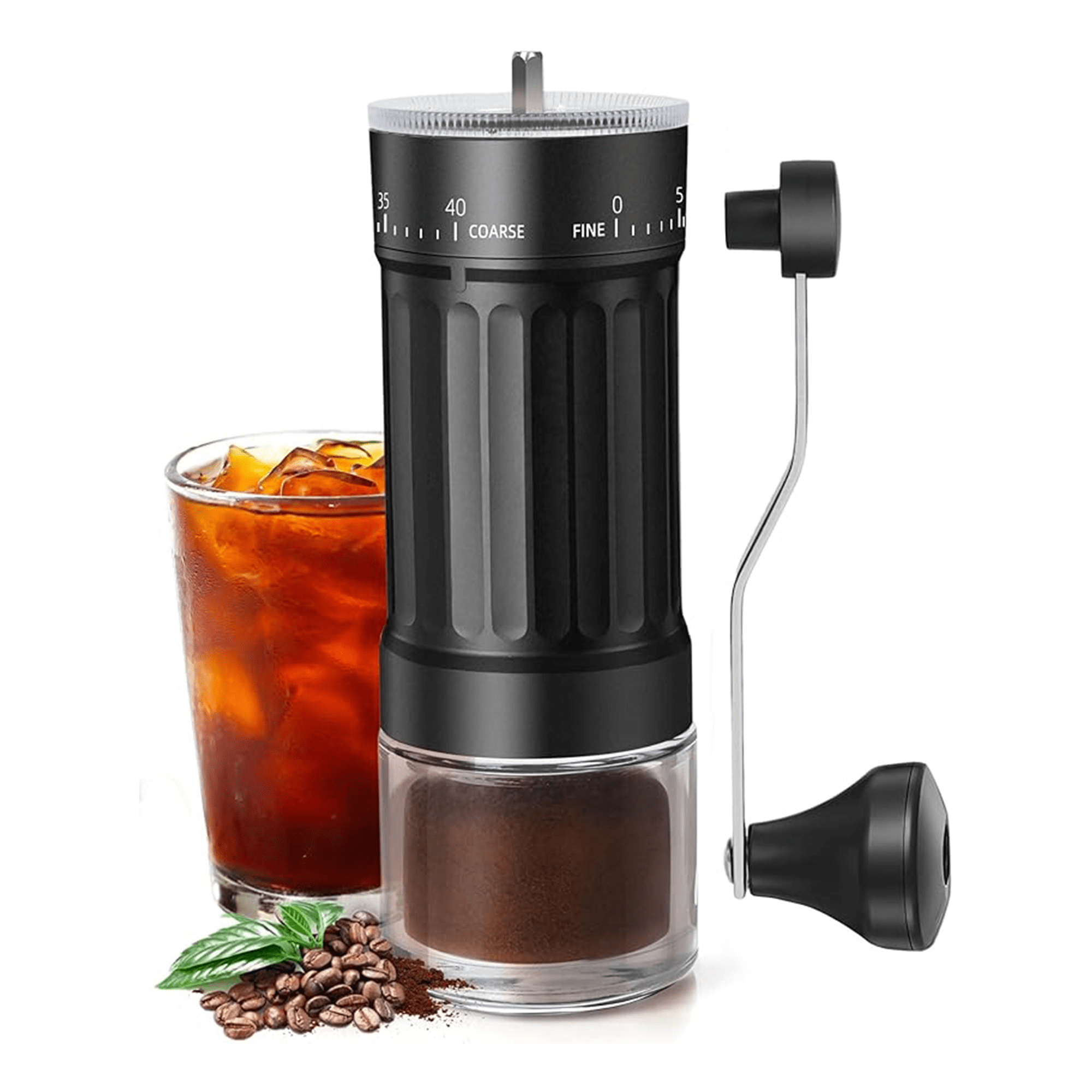 Portable 40-level Manual Coffee Bean Grinder with Container