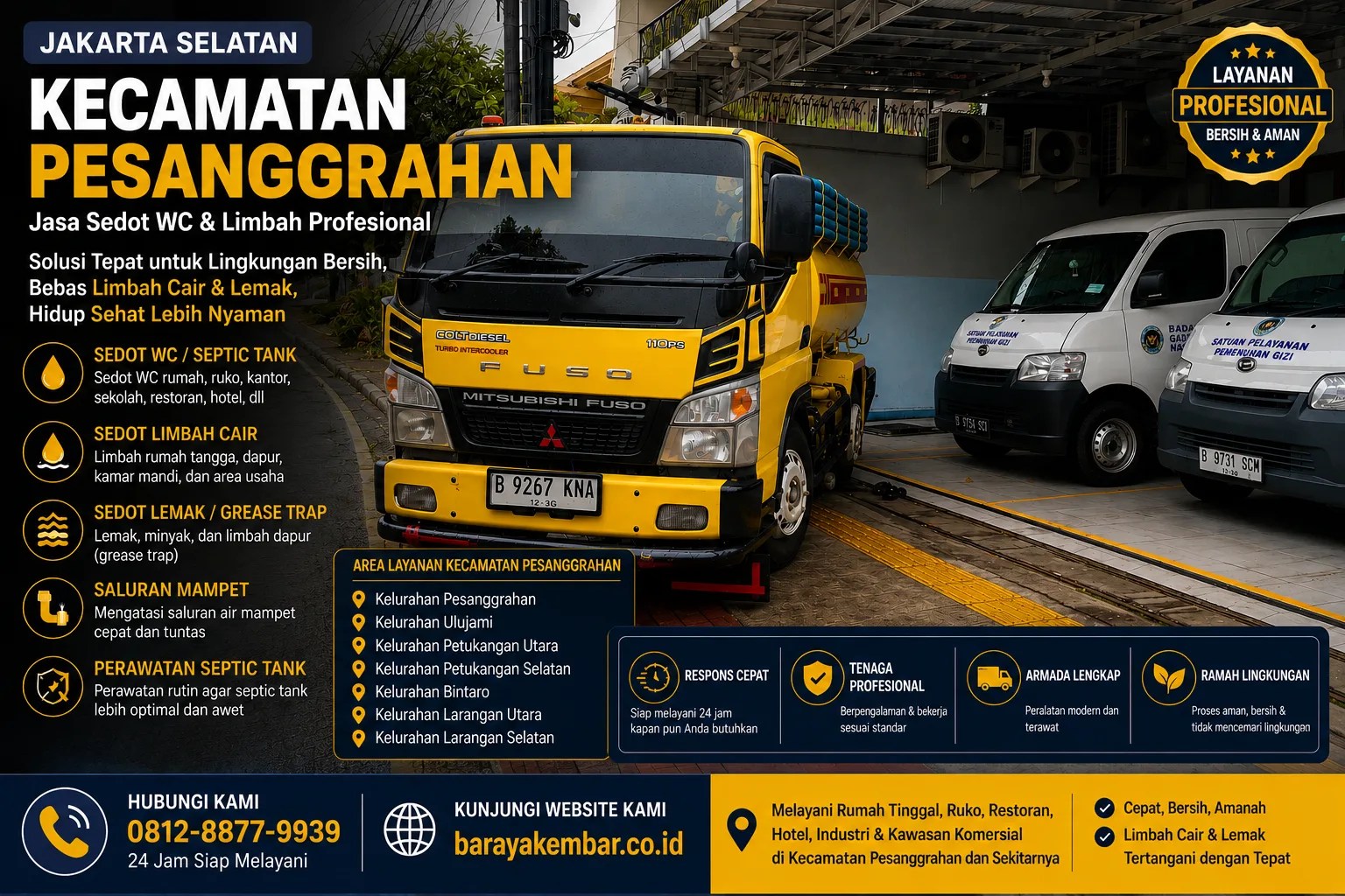 Jasa sedot WC dan limbah Kecamatan Pesanggrahan Jakarta Selatan - Baraya Kembar