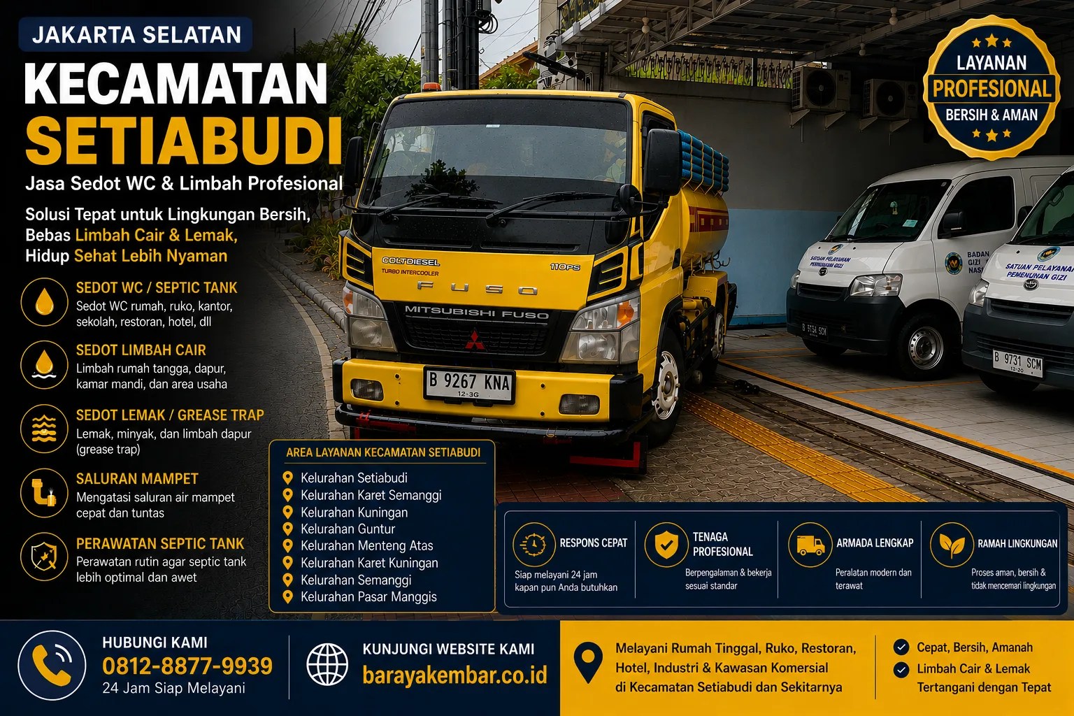 Jasa sedot WC dan limbah Kecamatan Setiabudi Jakarta Selatan - Baraya Kembar