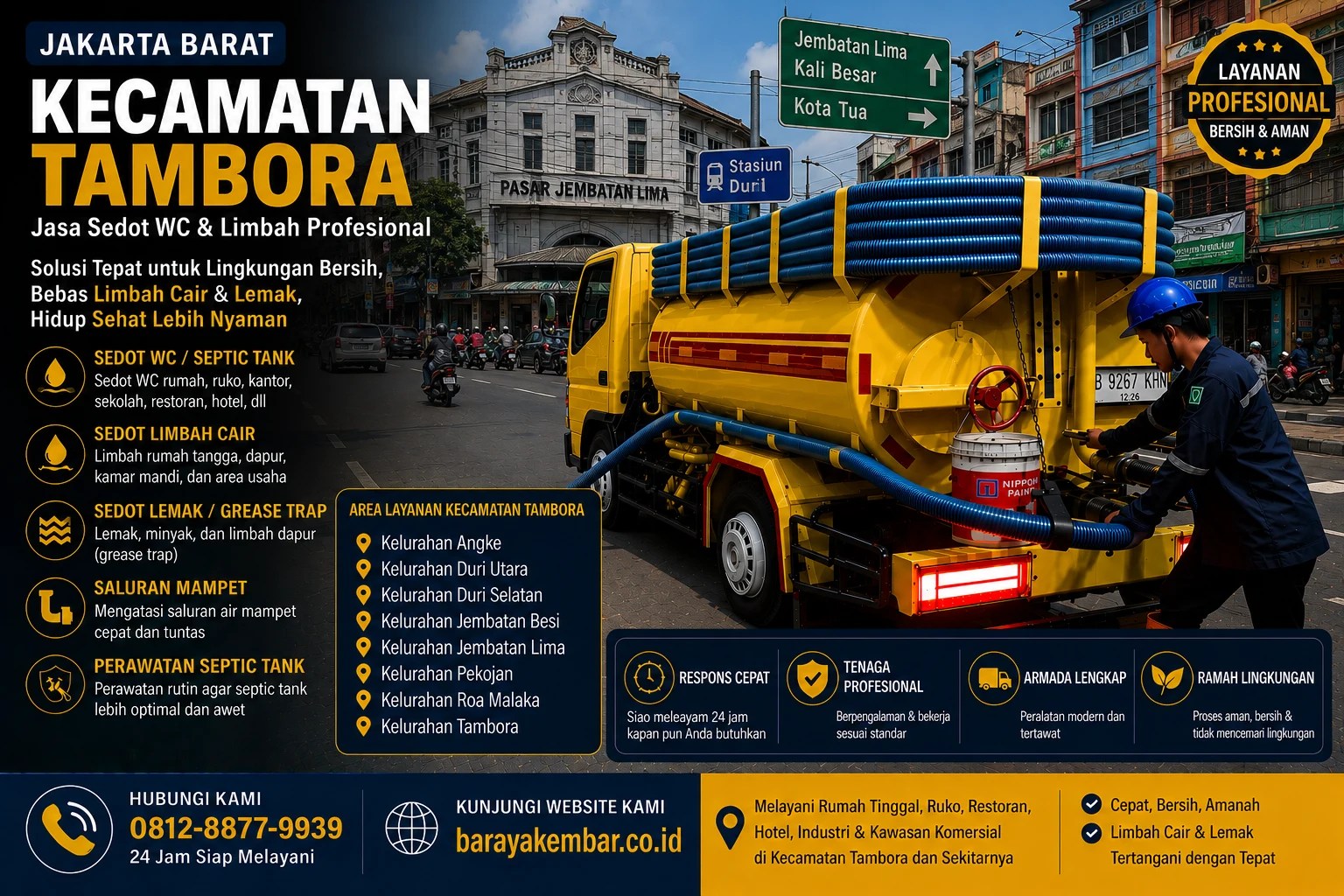 Layanan jasa sedot WC dan limbah profesional Kecamatan Tambora Jakarta Barat