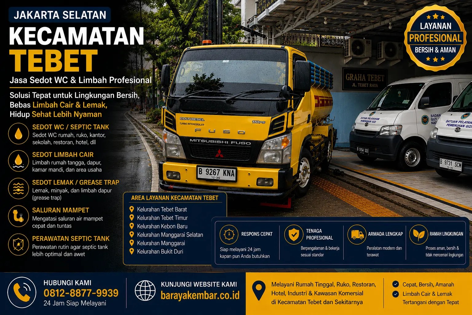 Jasa sedot WC dan limbah Kecamatan Tebet Jakarta Selatan - Baraya Kembar
