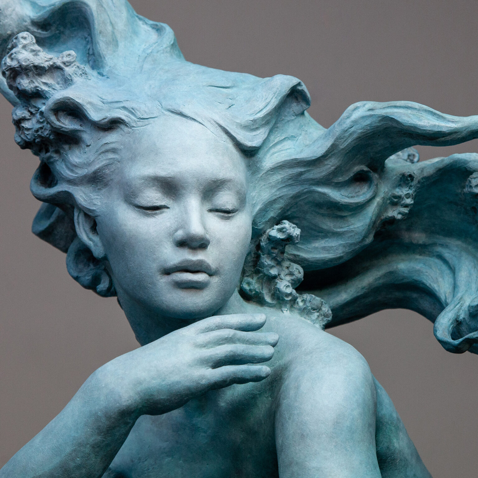 “Clio’s Dream” (2020), bronze and blue patina. By Coderch & Malavia