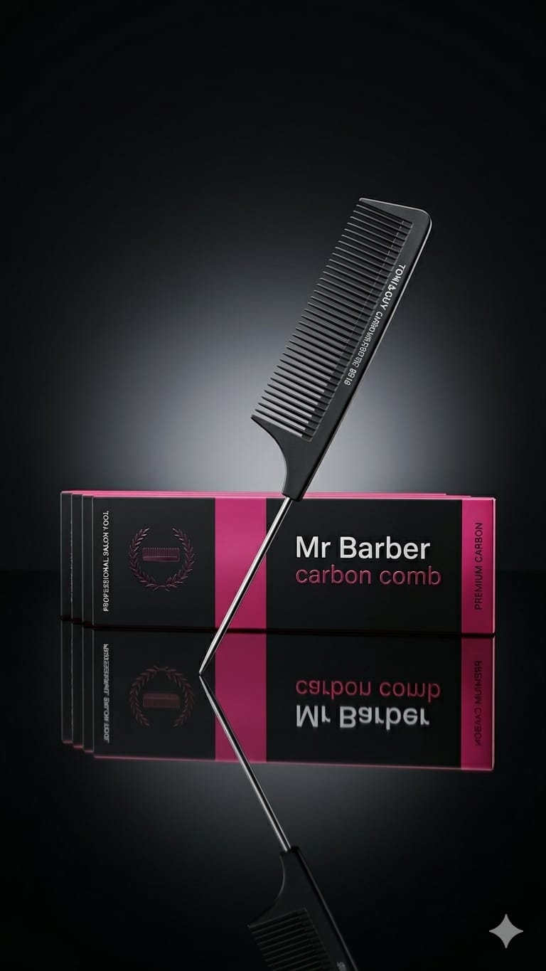 BARBER  BAZAAR Professional Carbon Tail Comb for Styling & Sectioning