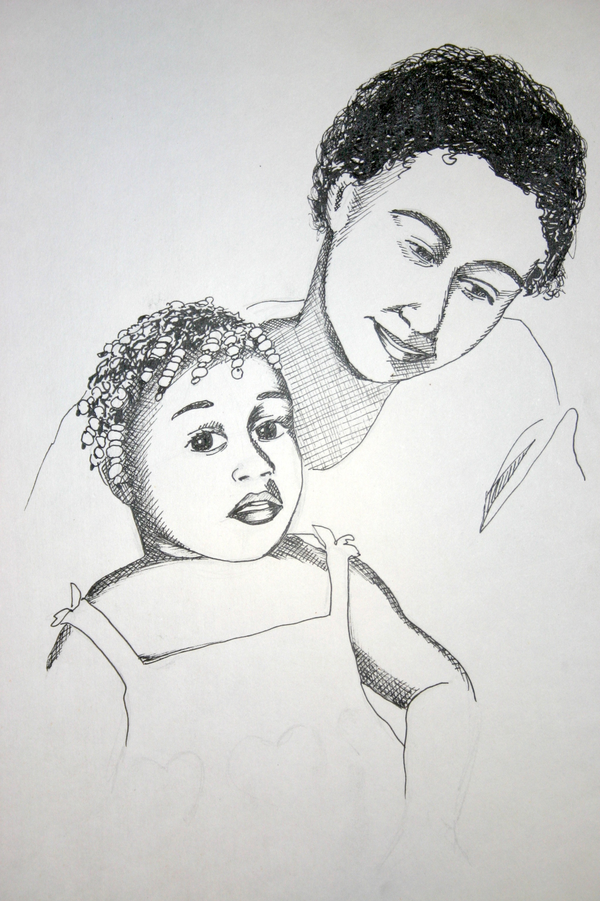 Neighbors. Pen and ink drawing. Framed. Artist's private collection (not for sale)