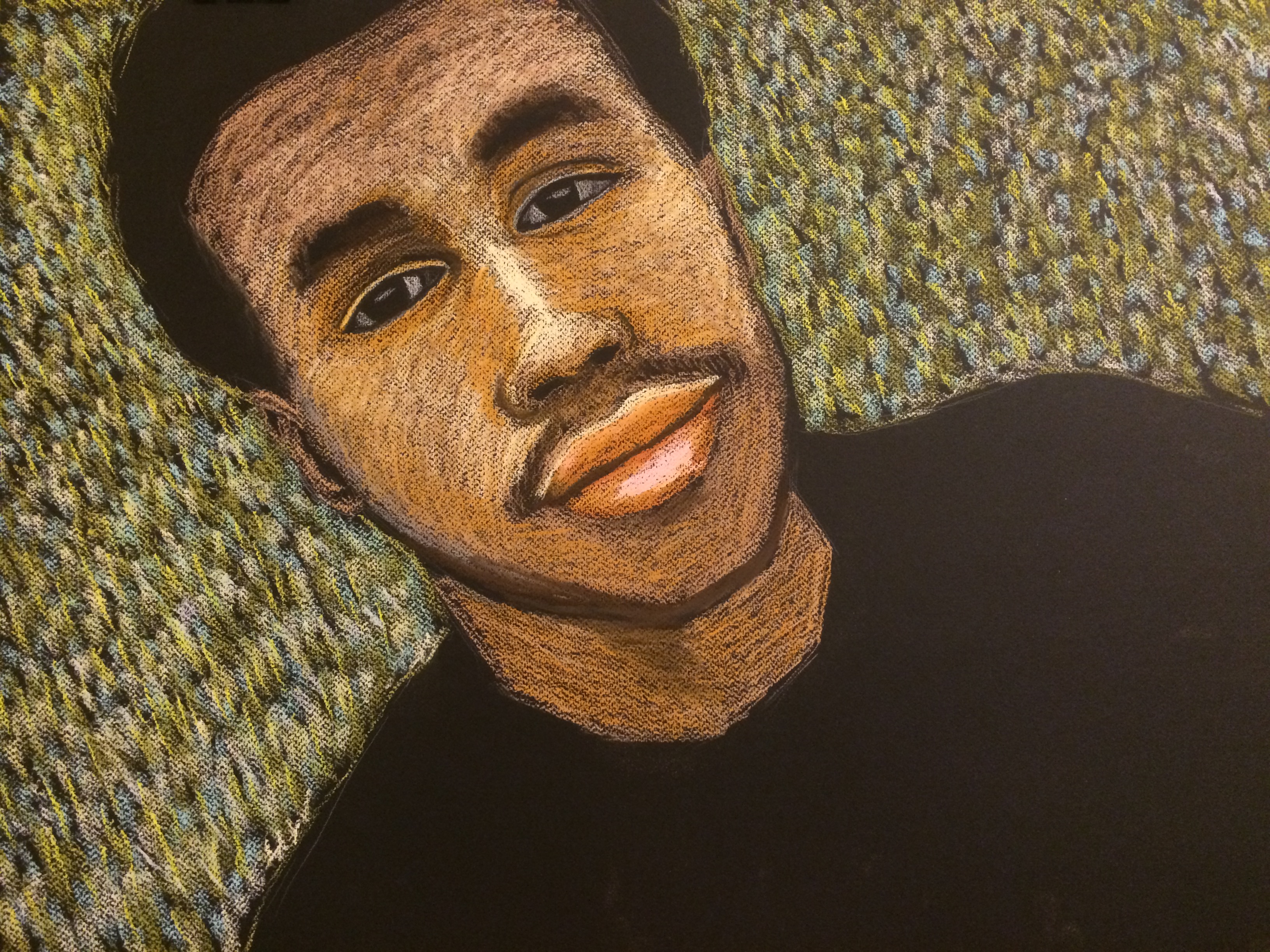 Original pastel of Robert Dentmond Jr. teenager shot to death by police in Gainesville, Florida 2016. In private collection. Not available for ArtWalk.
