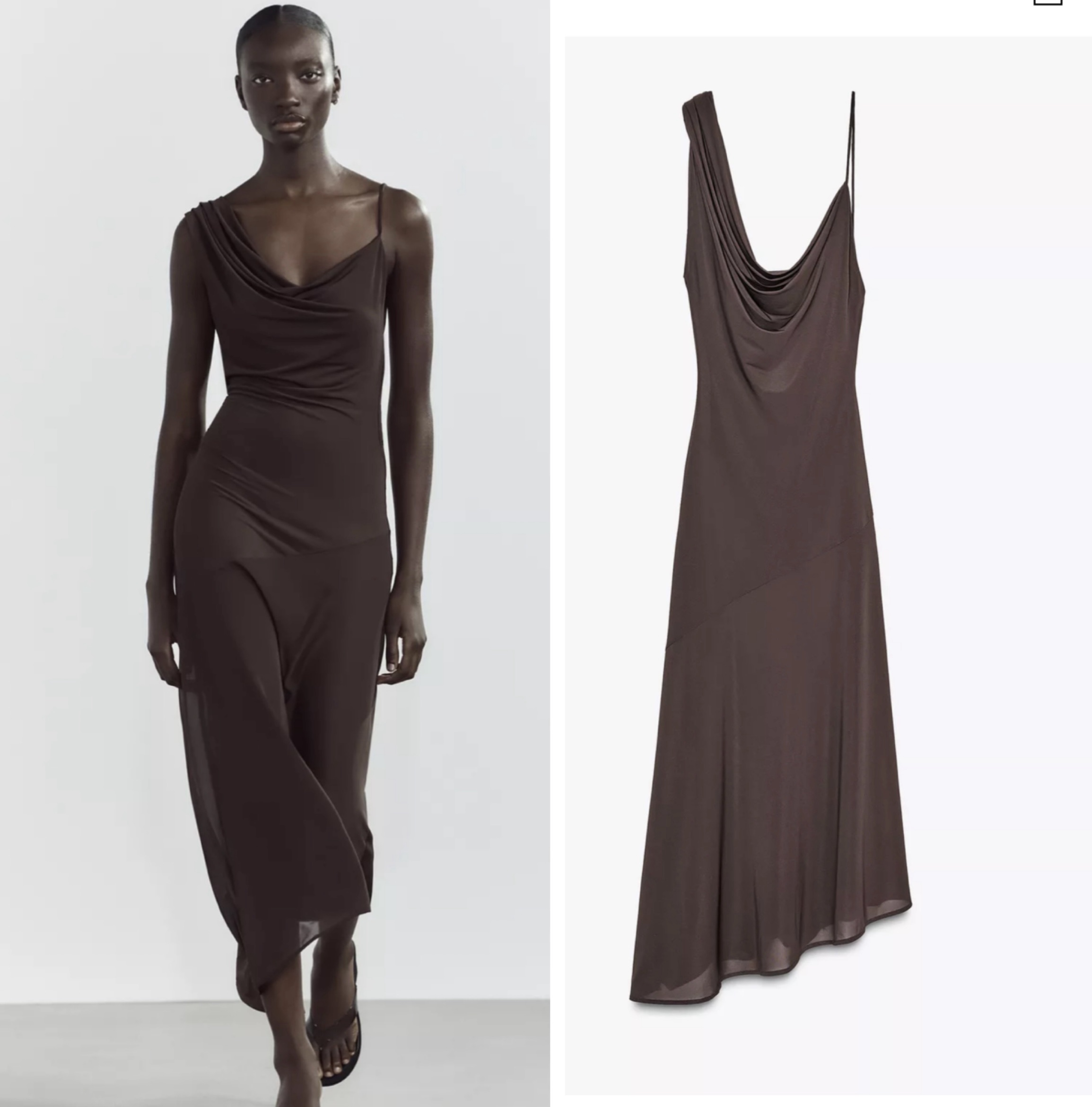 zara brown one shoulder dress Zara brown one shoulder