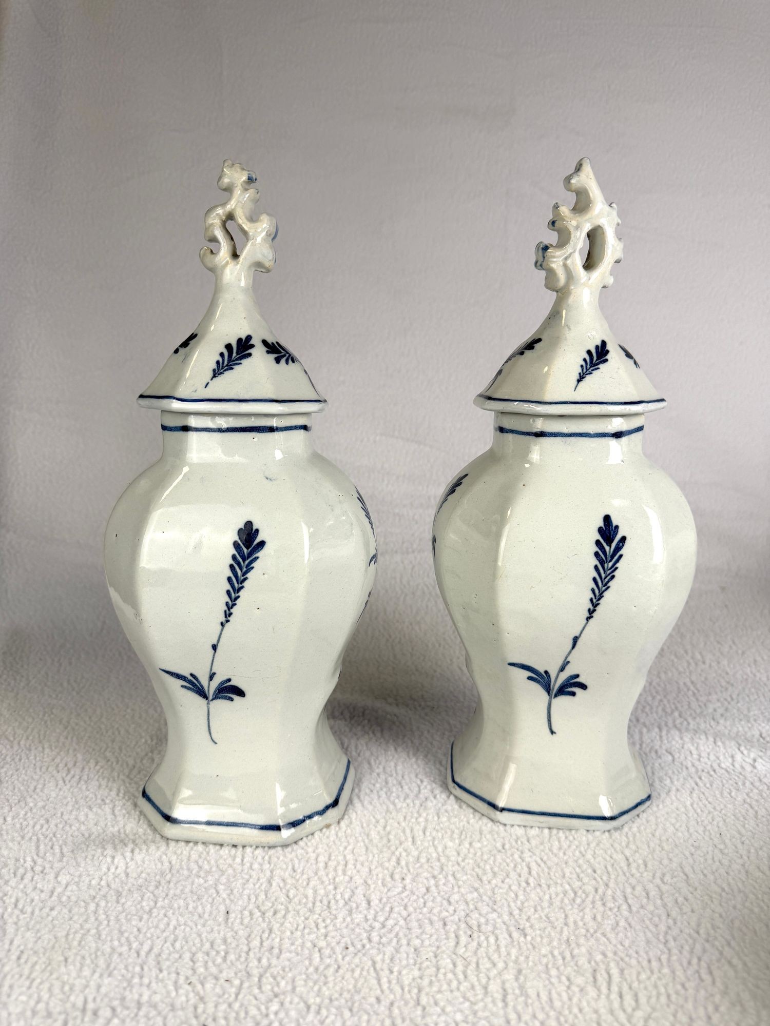 Blue and White Delft Pair Mantel Jars Netherlands circa 1770 - Image 9