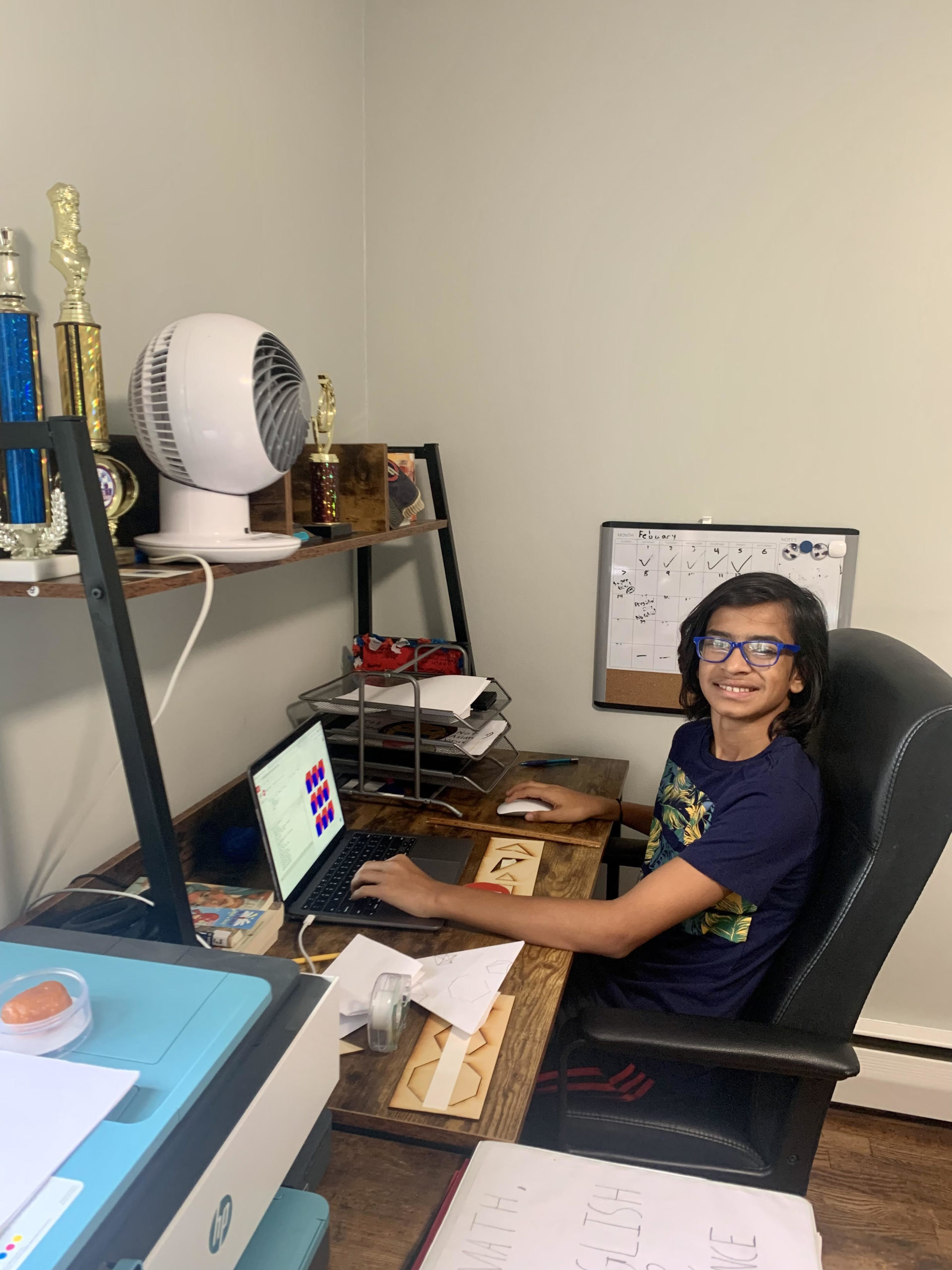 CAMPer in Karen's class working with tessellation codes