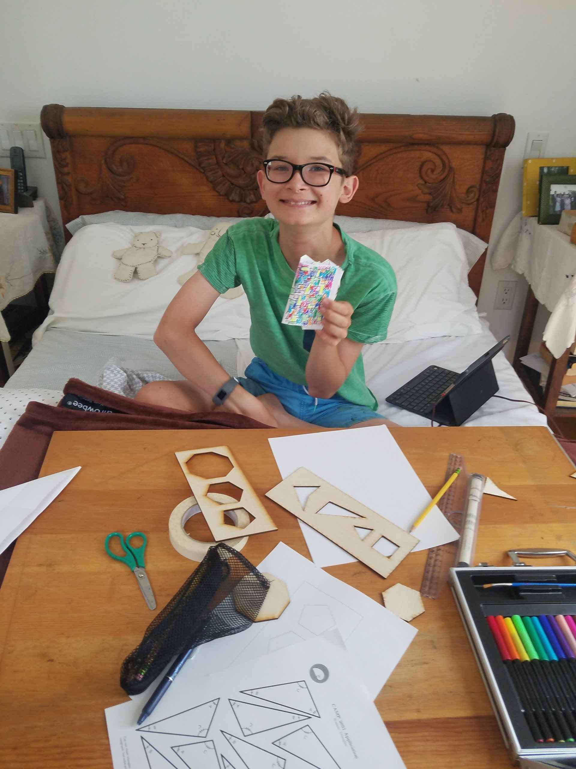 CAMPer working on the self-created tessellation book