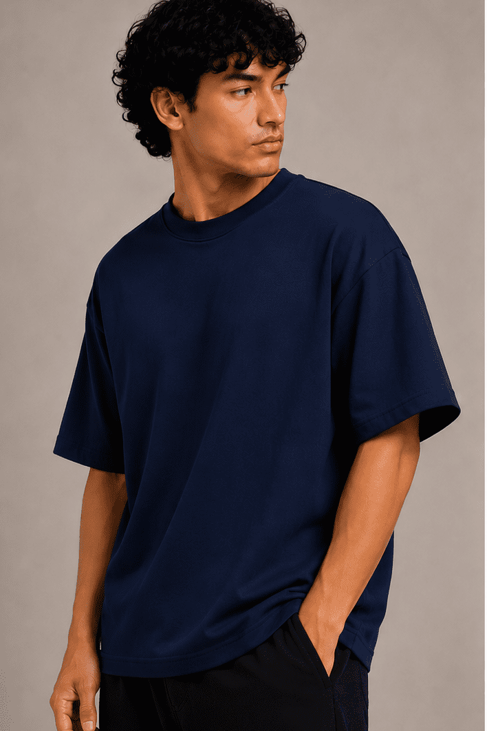 Barefold's Oversized Classic T-Shirt, Navy (210 GSM)