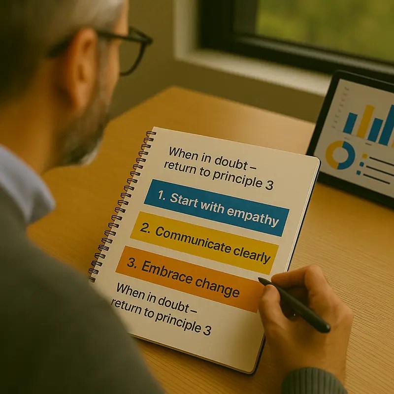 מנהל מתבונן על לוח תעדוף אסטרטגי