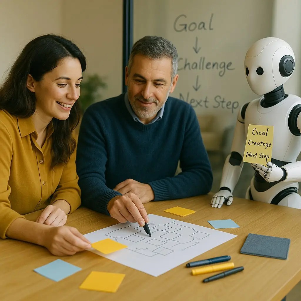 האווטאר של שגיב ברששת עם לקוחה ורובוט – הצגת שלבי תהליך העבודה