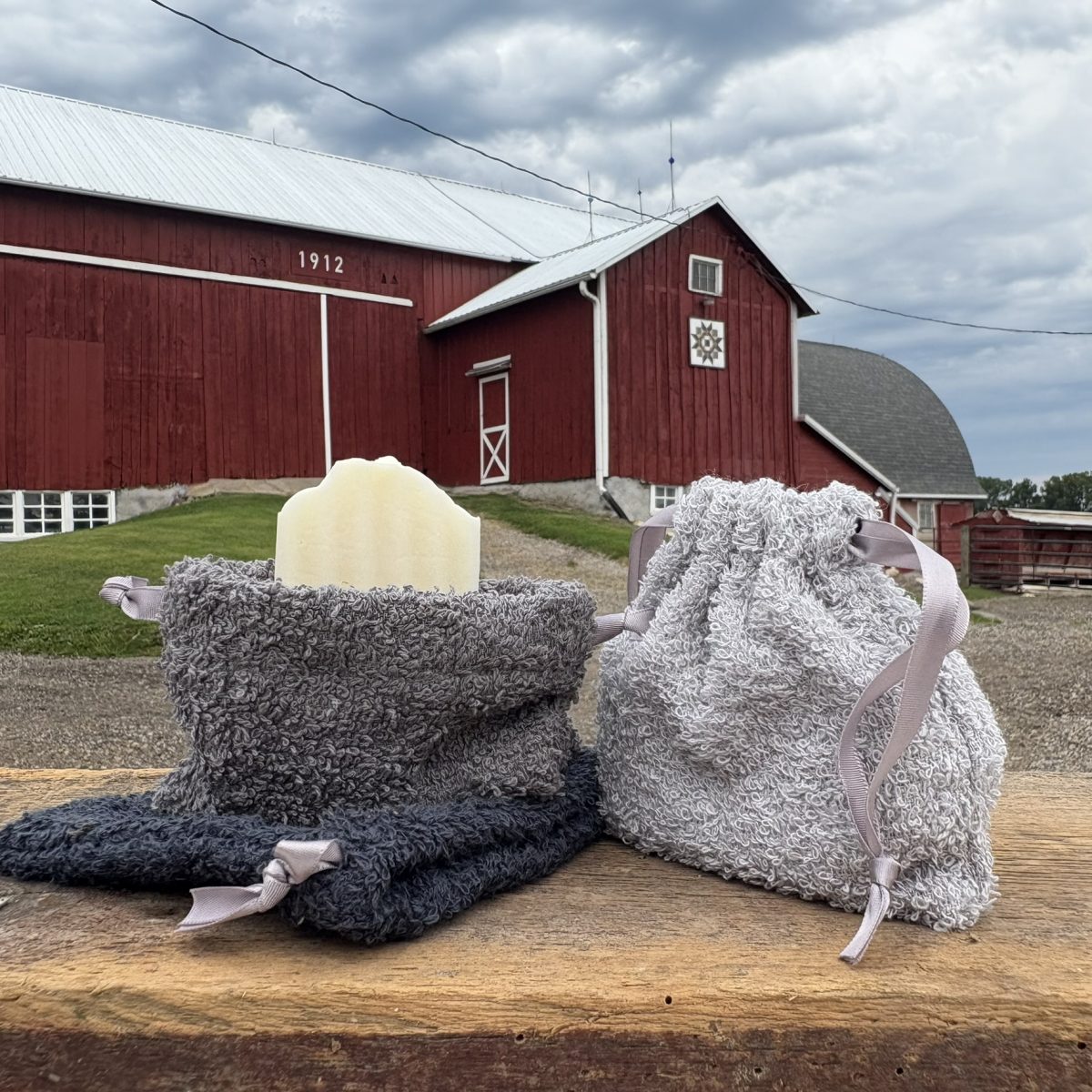 soap saver terry cloth bag to store and preserve tallow soap bar body wash