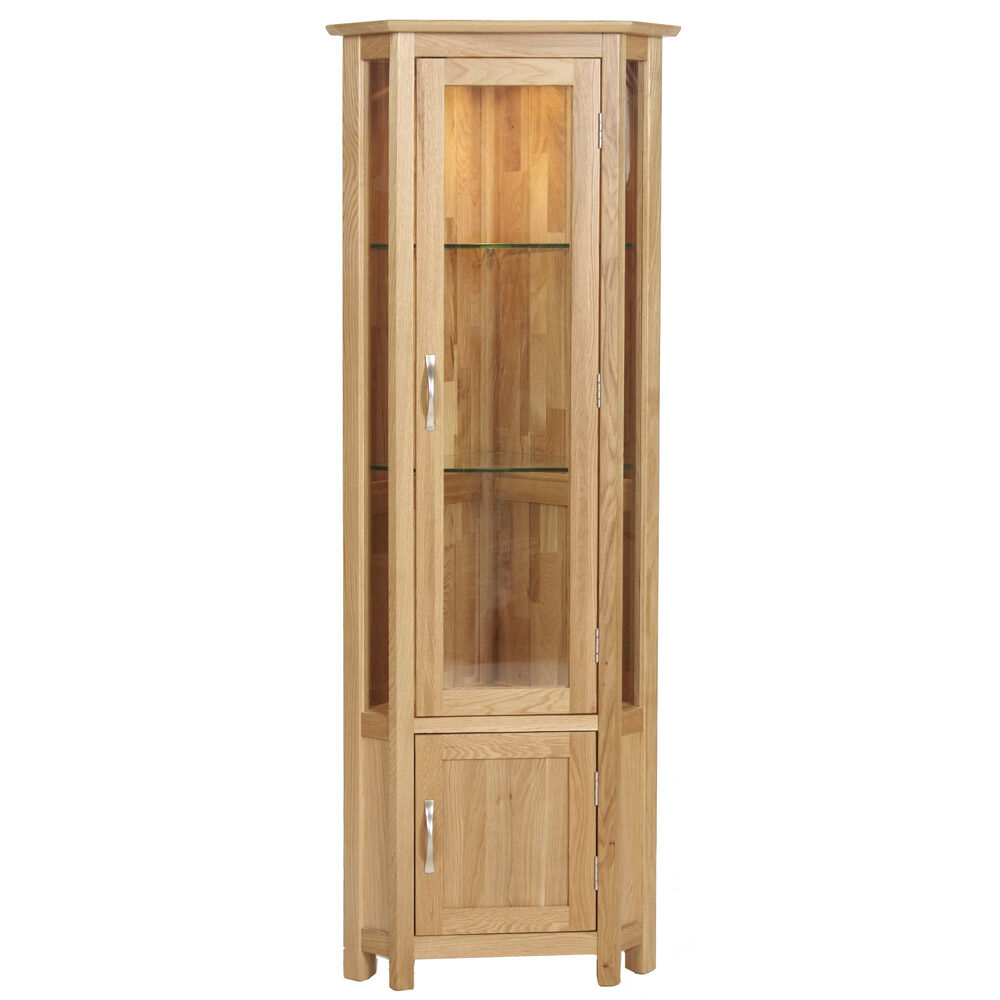 Classique Oak Corner Display Cabinet with Lights