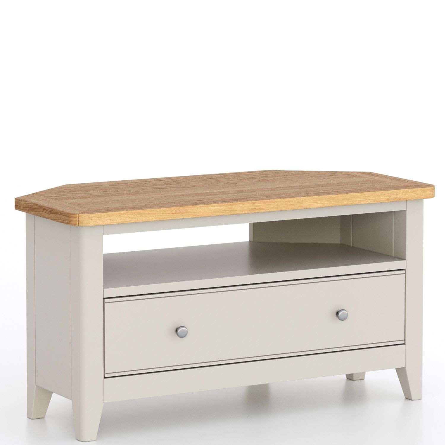 Barley Painted Oak Corner TV Cabinet