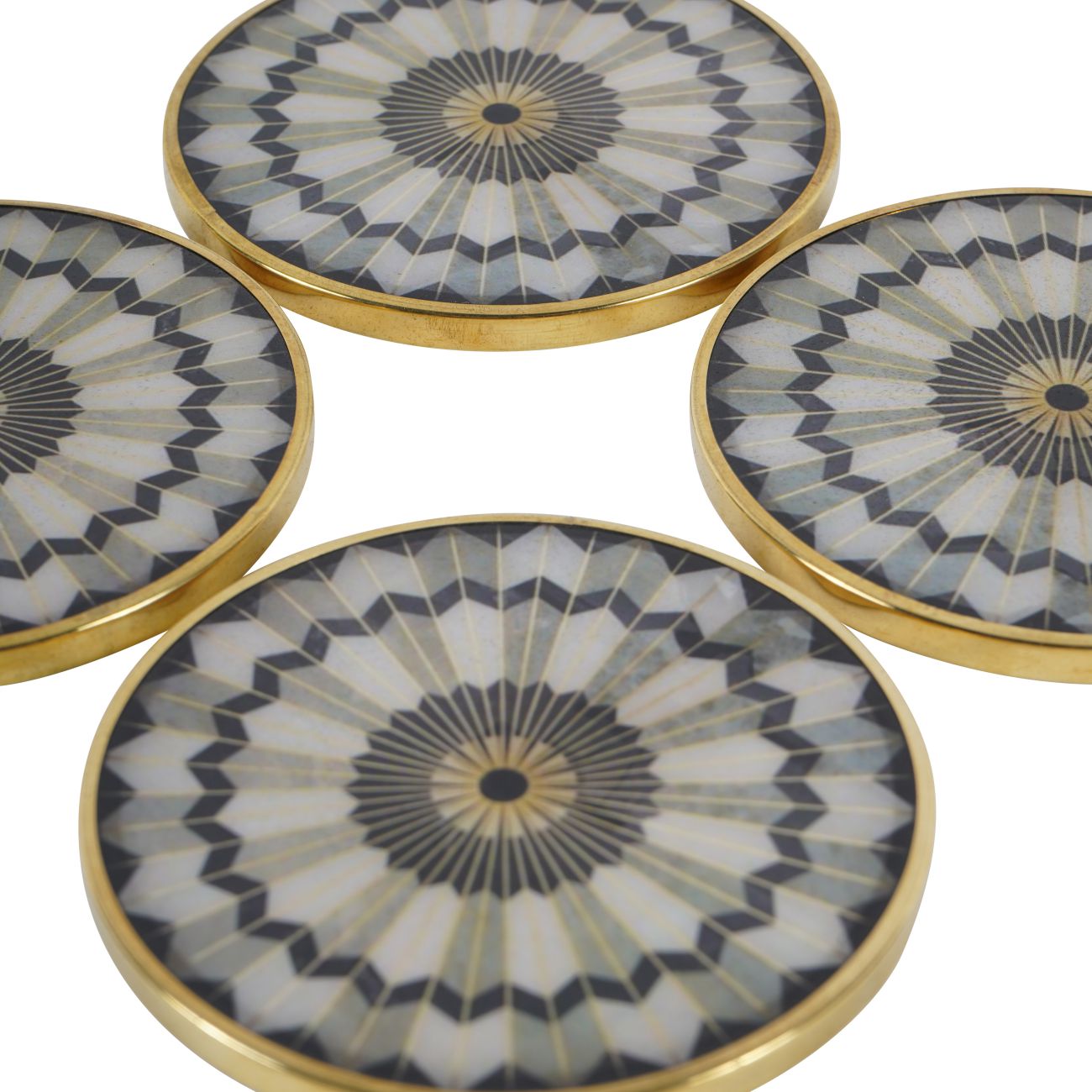Black Circular Design Coasters Set of 4