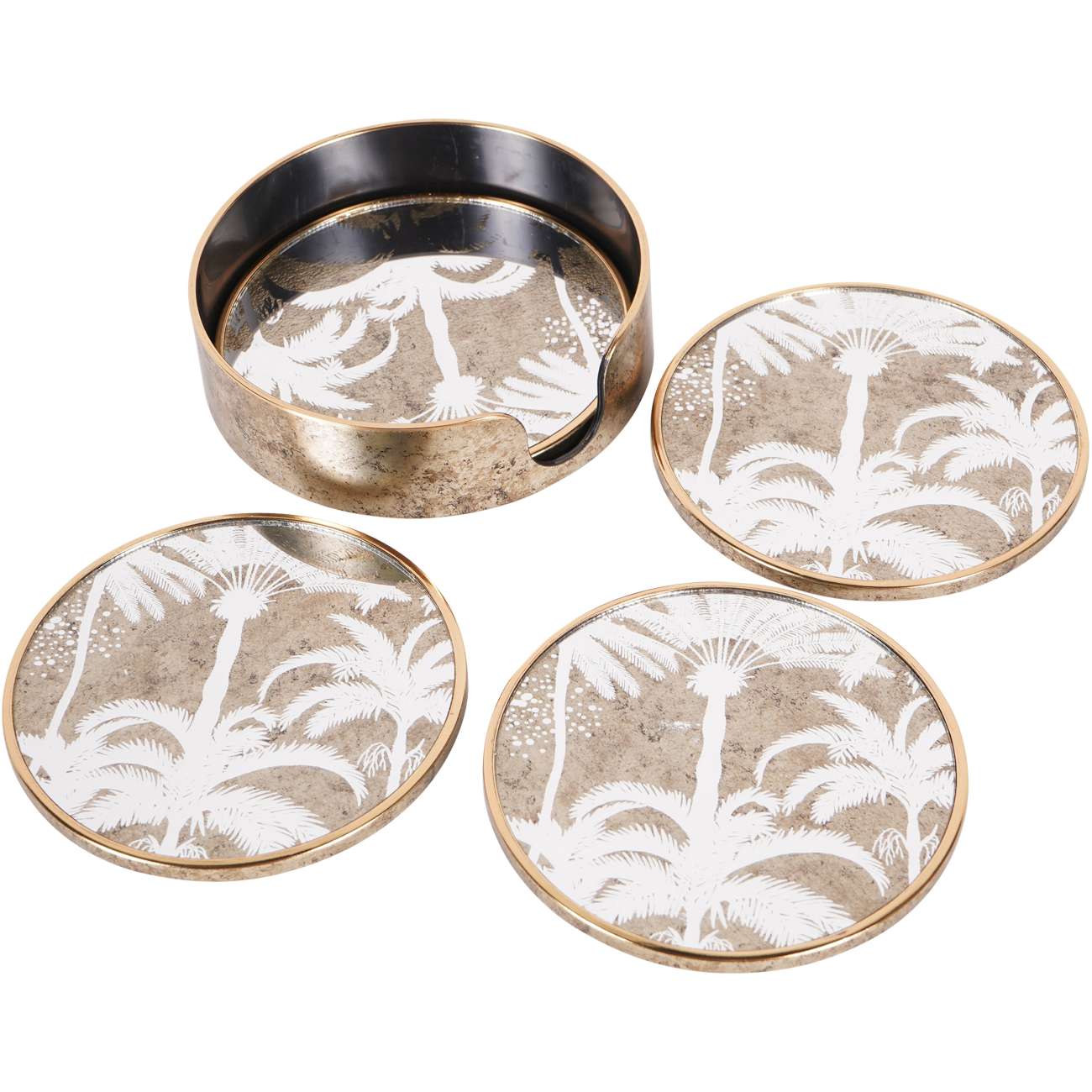 Palm Tree Set of 4 Round Coasters