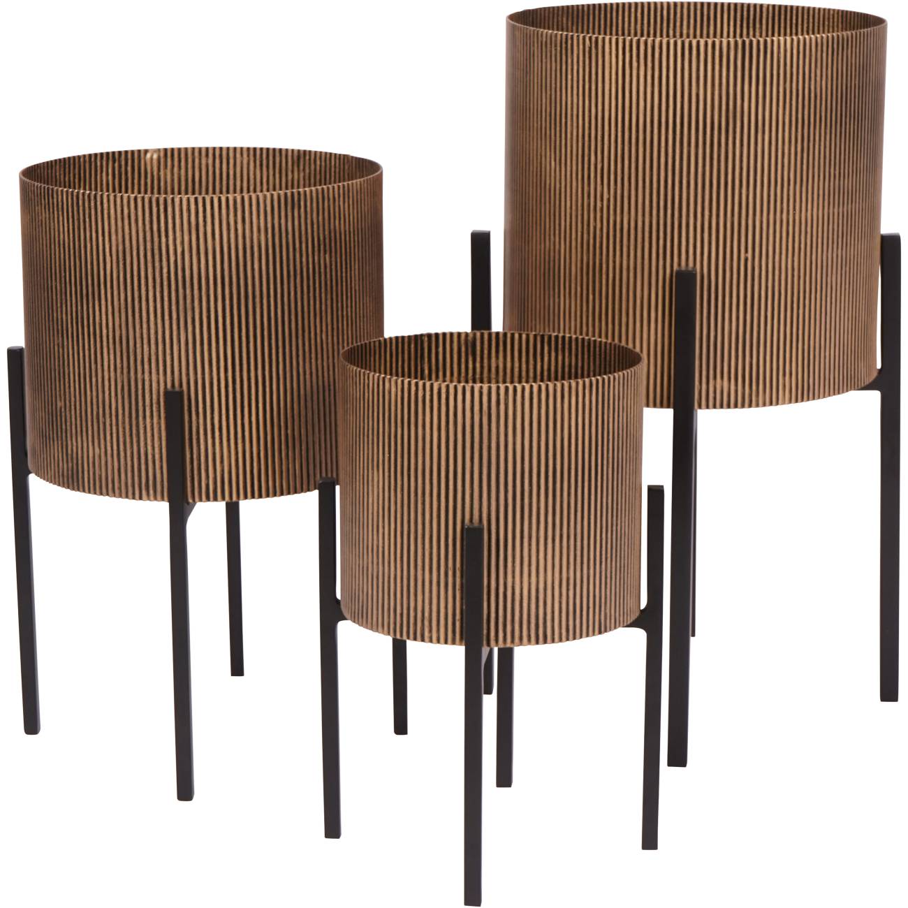 Carraway Aged Gold Set of 3 Floor Planters