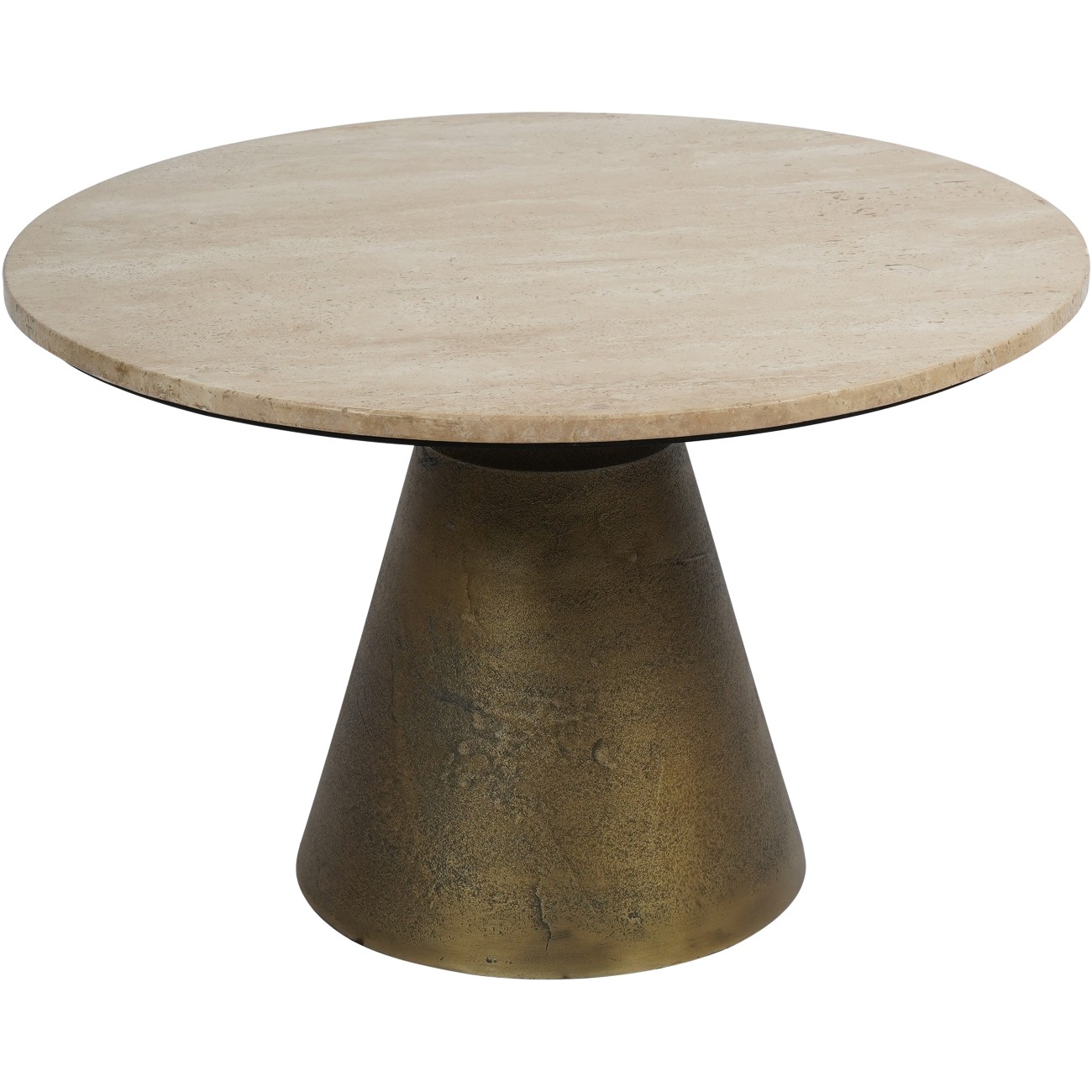 Clifton II Antique Brass & Light Travertine Coffee Table 60cm