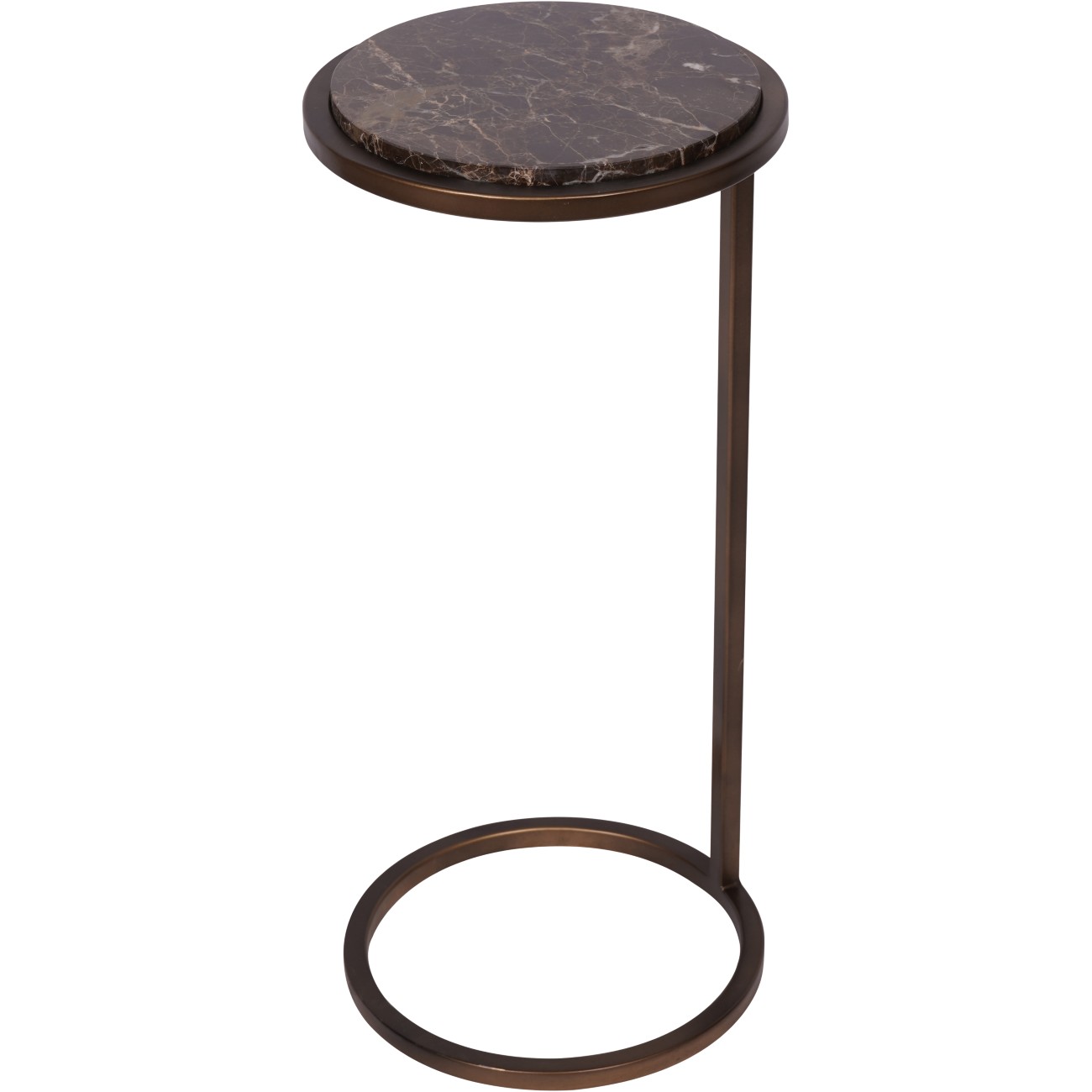 Iota Brown Emperador Marble Accent Table