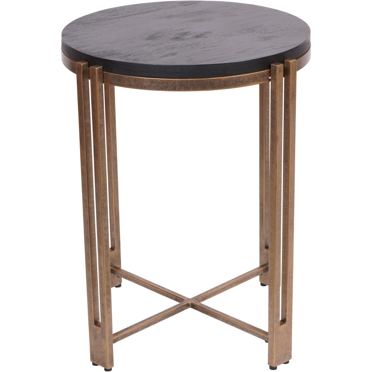 Dalston Black Sandblasted Wood & Champagne Side Table