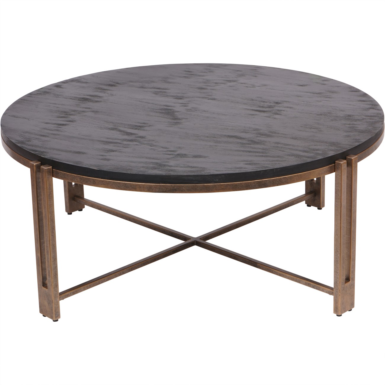 Dalston Black Sandblasted Wood & Champagne Coffee Table