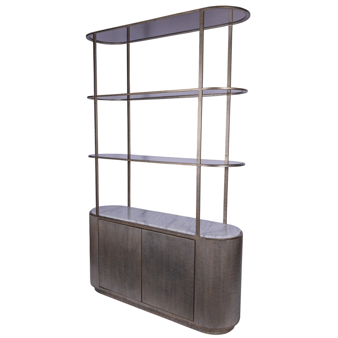 Carraway Aged Gold Shelving Unit with Storage