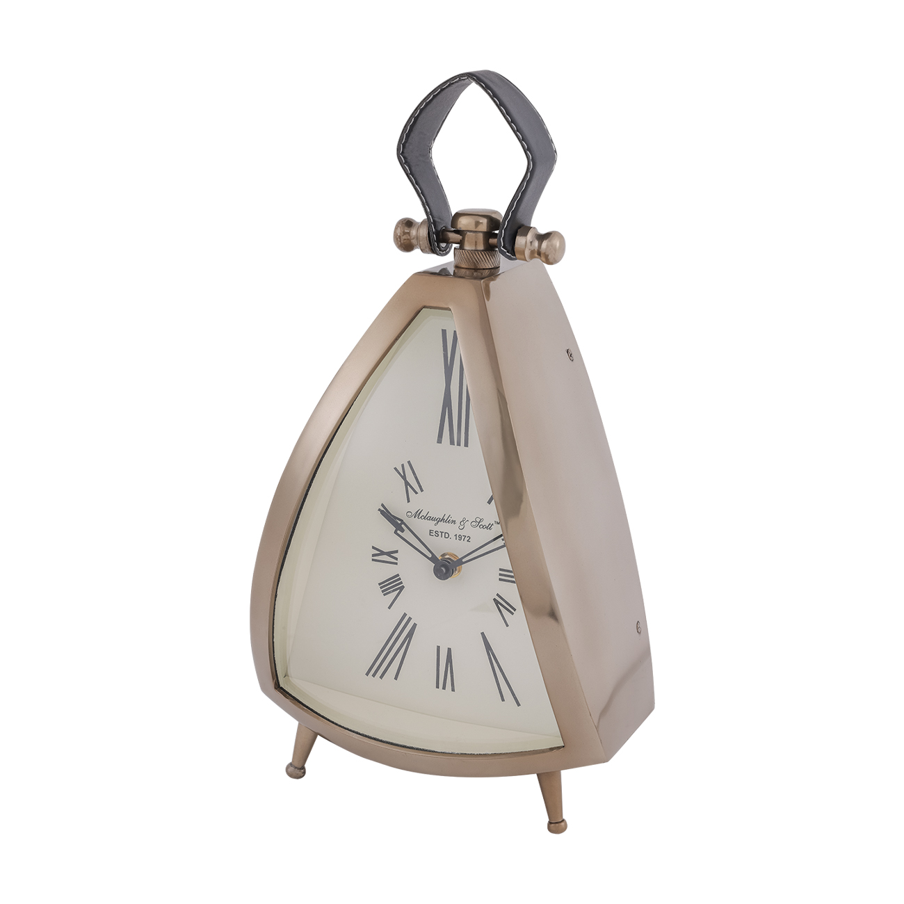 Isosceles Brass Mantel Clock Large