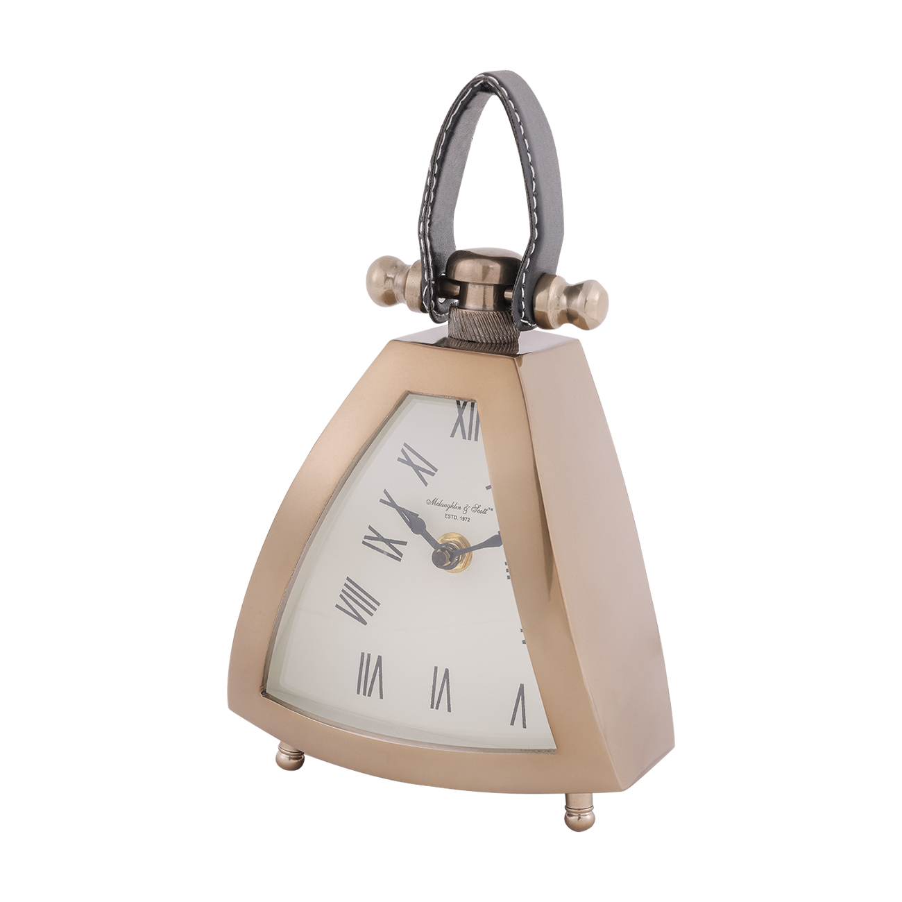Isosceles Brass Mantel Clock Small