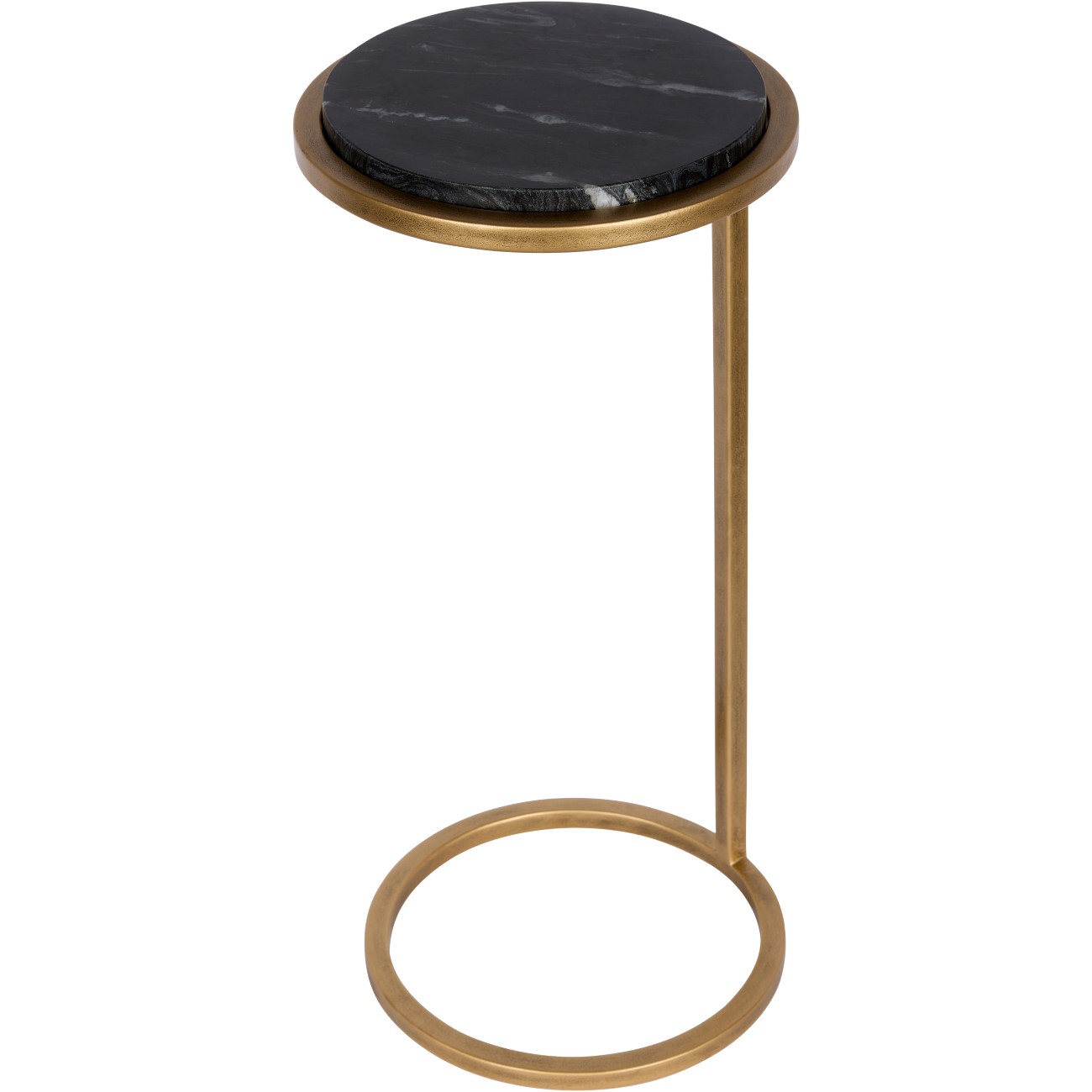 Iota Black Marble & Aged Gold Accent Table