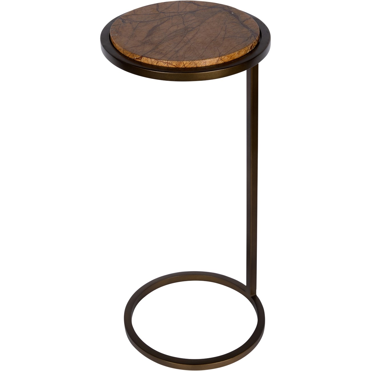 Iota Forest Brown Marble &amp; Smoked Gold Accent Table