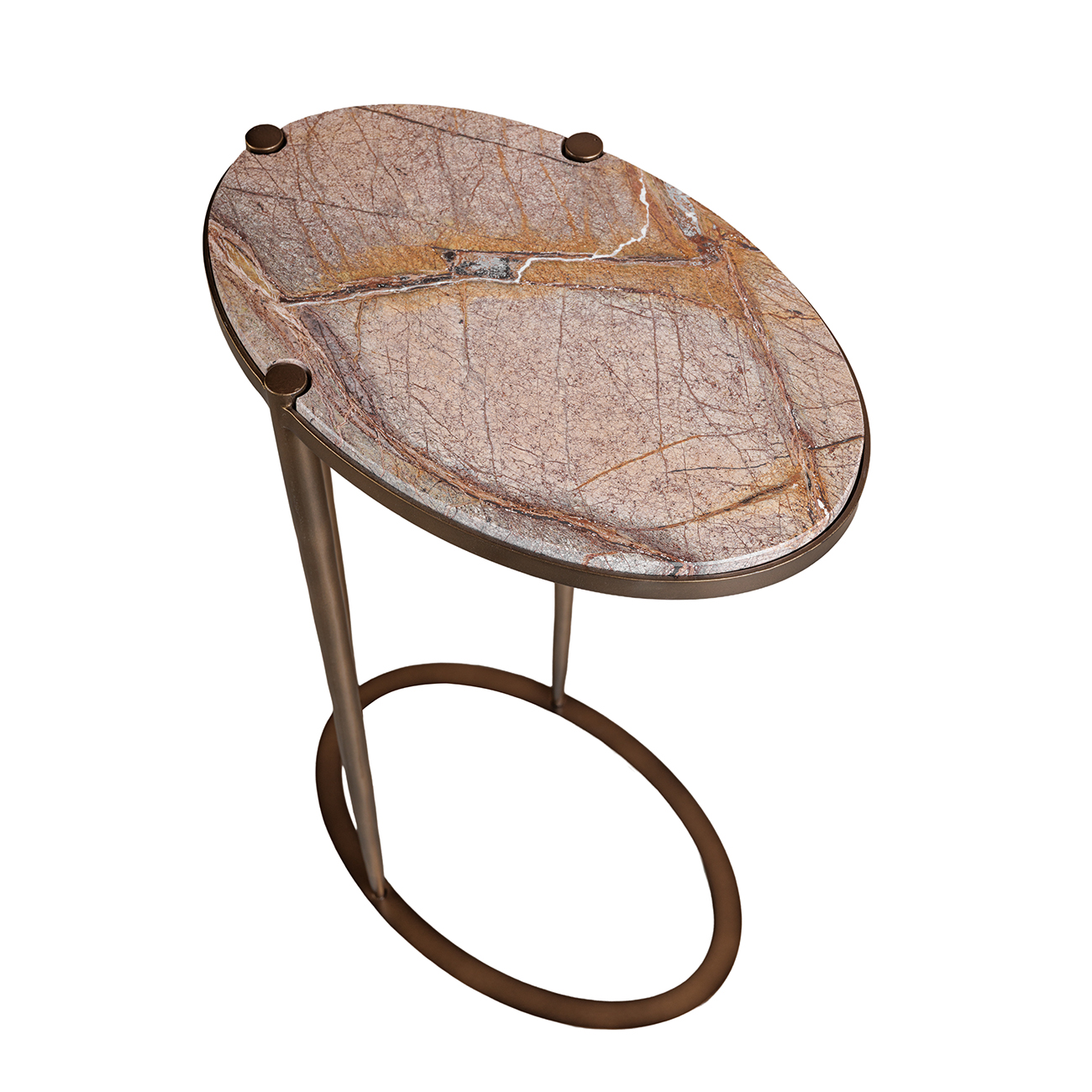 Iota Oval Forest Brown Marble Accent Table